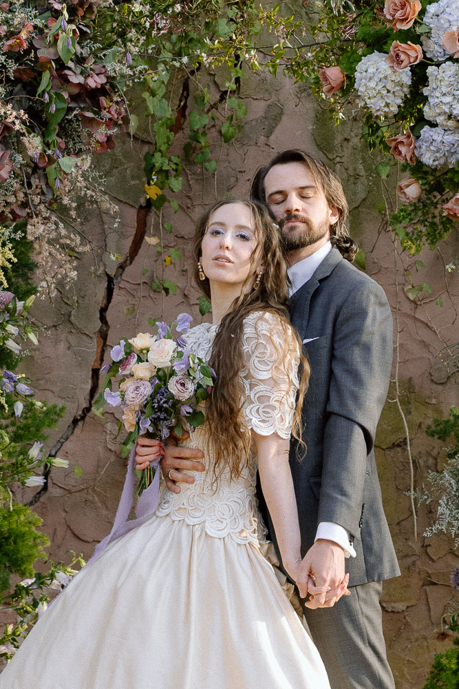 cute picture of the bride and groom hugging