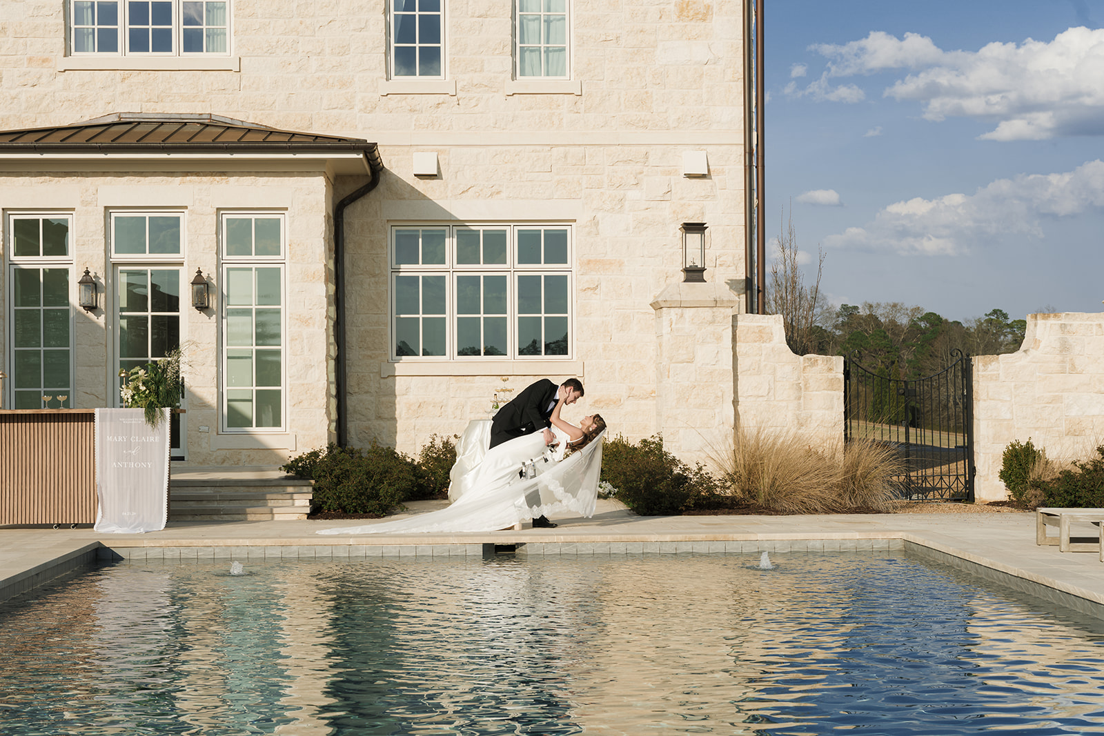 cute picture of the bride and groom kissing