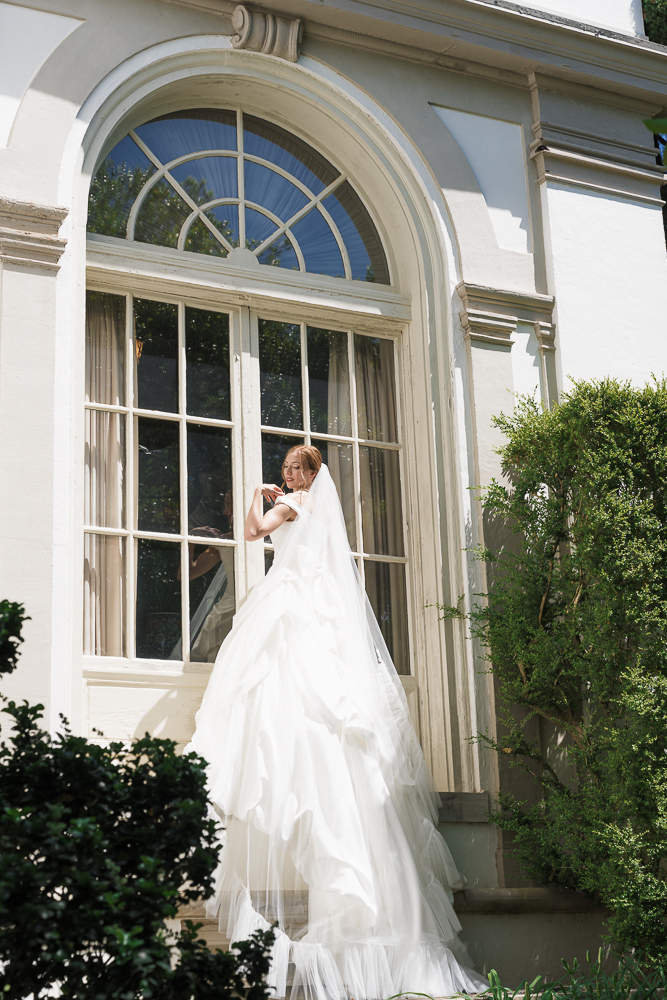 cute picture of the bride during golden hour