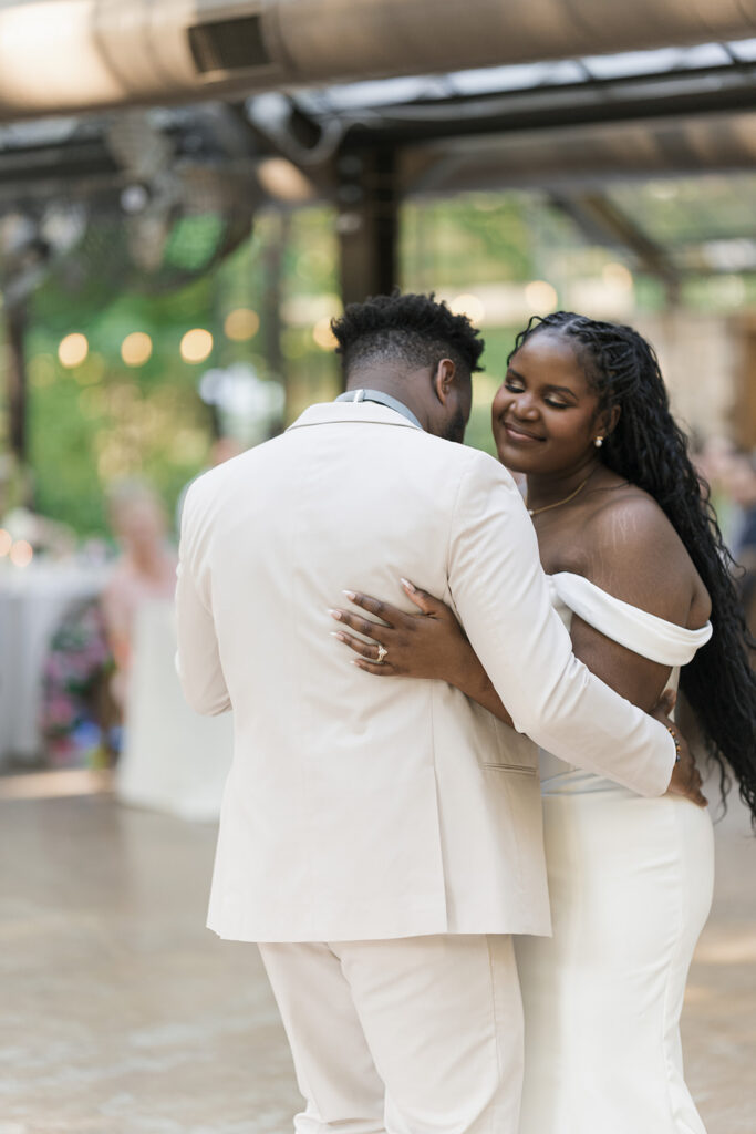 Newly married couple at their dream wedding reception