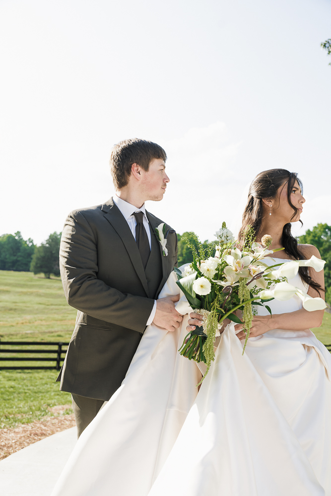 cute picture of the newlyweds during golden hour