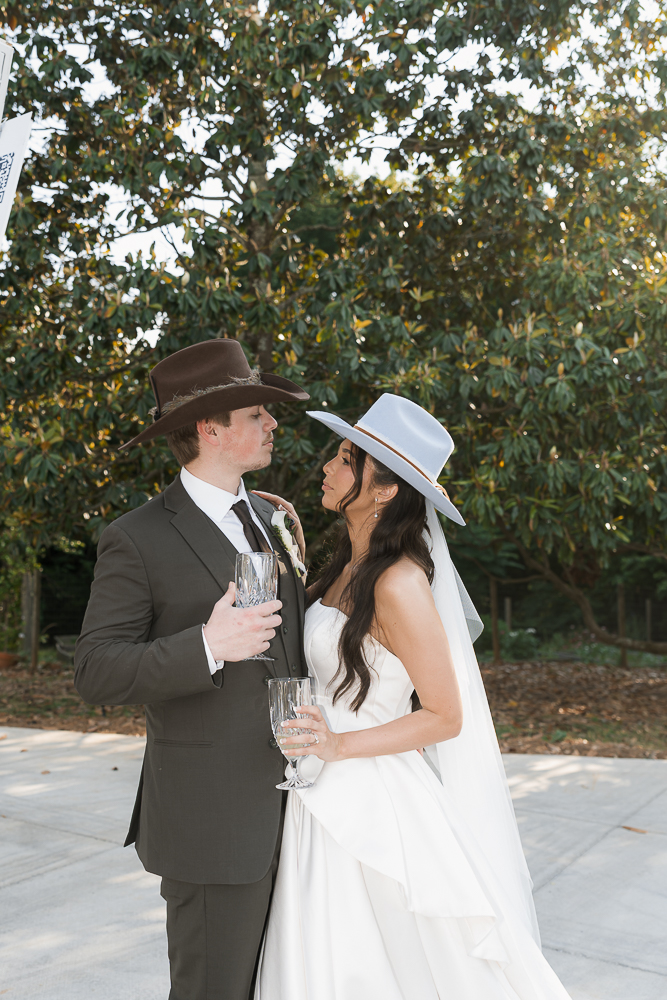 fun bridal portraits at the wedding reception