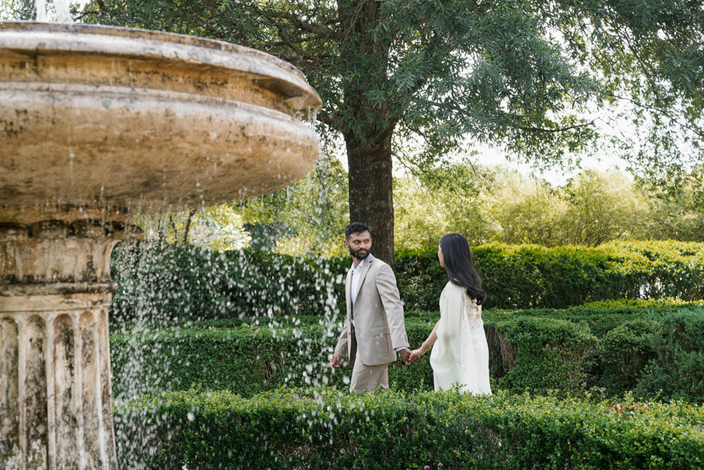 Hills & Dales Estate Engagement Photos | Pooja & Harshal's Garden-Inspired Session